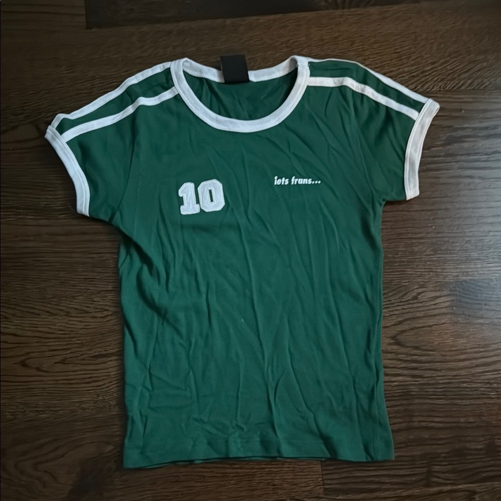 Green Kids T-Shirt with White Trim